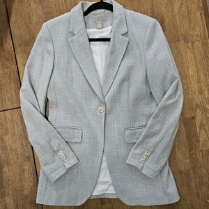 H&M Women's SMALL Sage Green Tweed Single-Button Blazer
